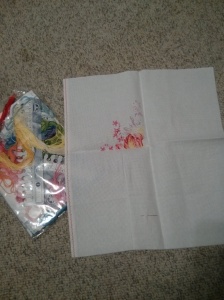 What I have so far on the huge flower cross stitch I am working on.